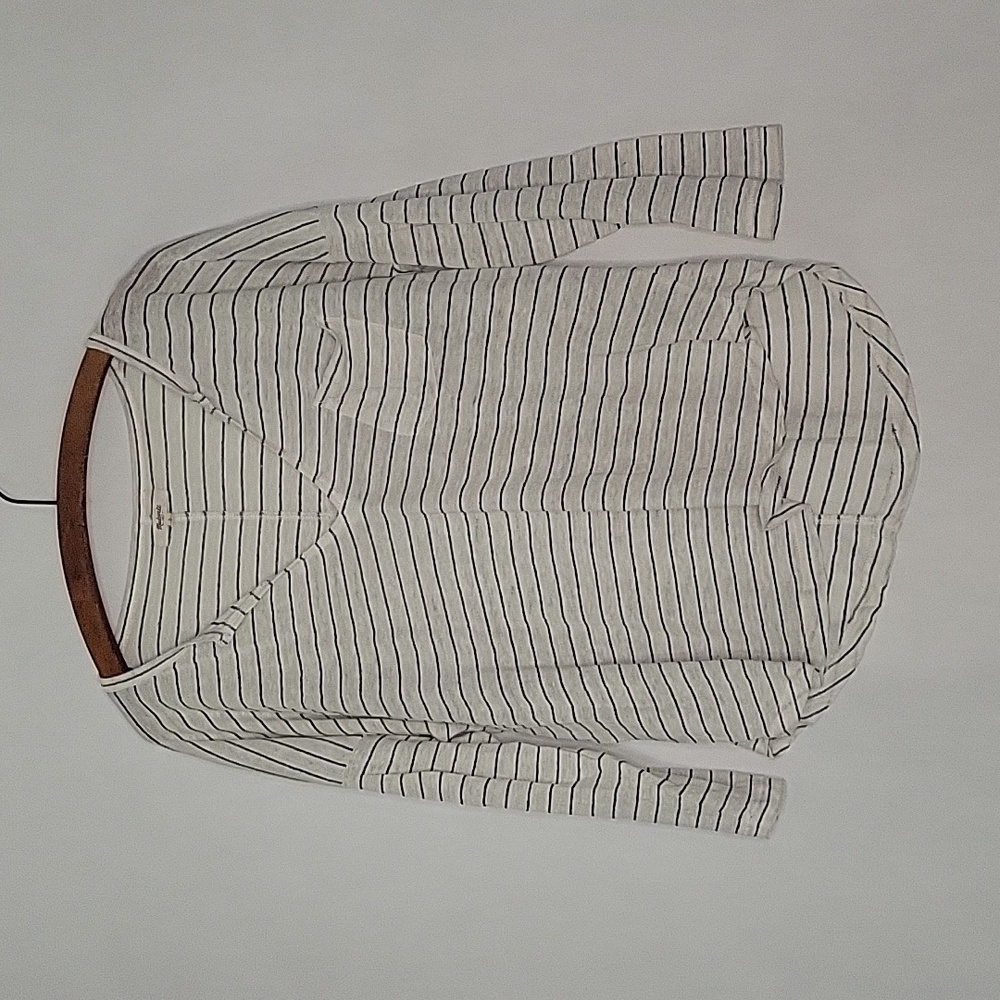 Madewell Striped Linen 3/4 Sleeve Shirt sz L